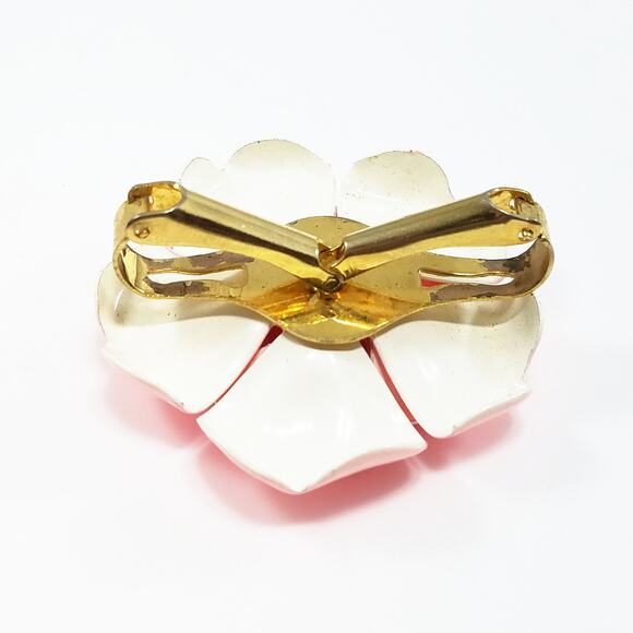 Vintage Pink Scarf Clip, Flower Power, 1960s Jewelry - Picture 2 of 10